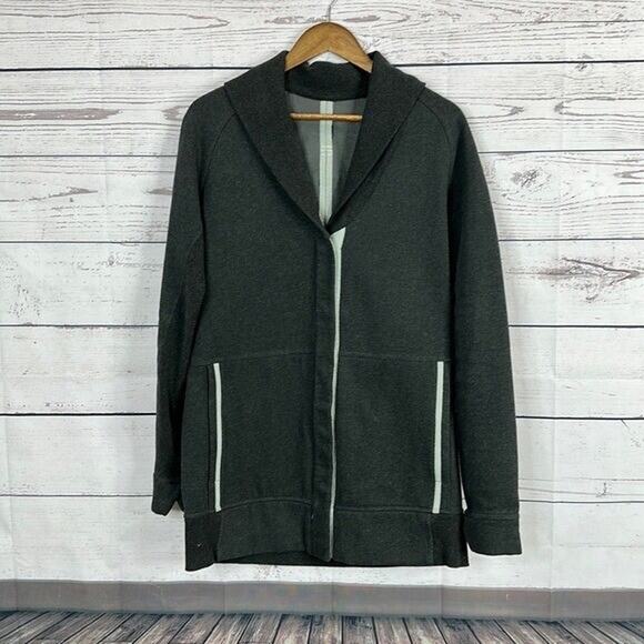 Lululemon Yin to my Yang Cardigan Sweater Womens 8 Gray Snap Front Jacket Long - Picture 1 of 10